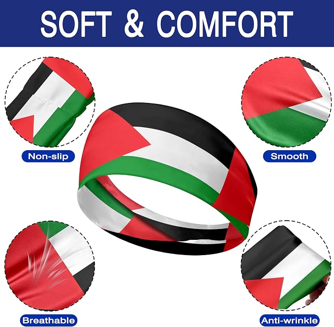 Flag Headbands for Men Women, Moisture Wicking Sweatband Breathable Sports Headwrap, Non-Slip Stretchy Fitness Hair Band
