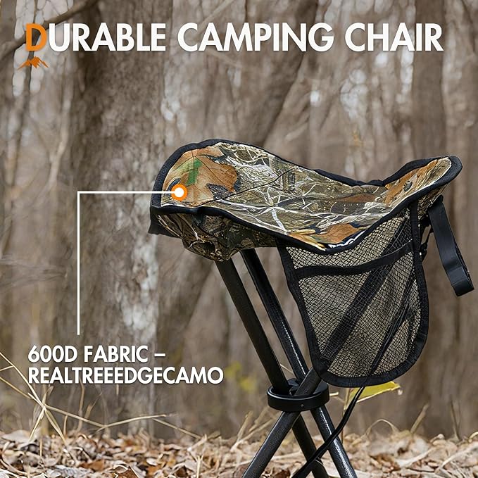 Portal Tall Folding Tripod Stool for Outdoor Camping Walking Hunting Hiking Fishing Travel, Support 225 lbs