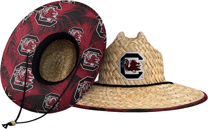FOCO Men's NCAA College Team Logo Floral Straw Sun Hat
