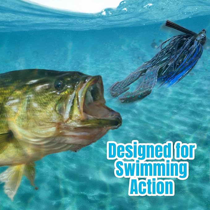 Reaction Tackle Swim Jigs for Bass Fishing - Weedless Bait Design Fishing Lures and Silicone Skirt - Also Pike, Walleye and Muskie and More (3-Pack)