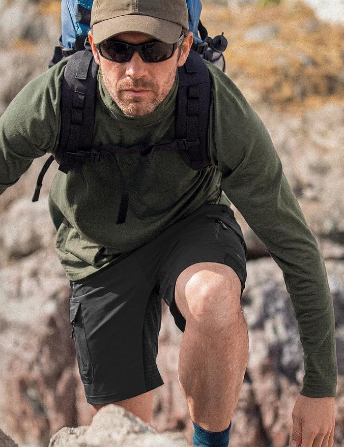 XKTTAC Men's Outdoor Quick Dry Lightweight Stretchy Shorts for Hiking, Tactical, Camping, Travel with 6 Pockets