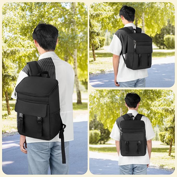 Cooler Backpack- 50 Cans Insulated Backpack Cooler for Men & Women Portable Leak Proof Lunch Backpack Cooler Bag Backpack Coolers for Beach Picnic Travel Work Camping Hiking-Black