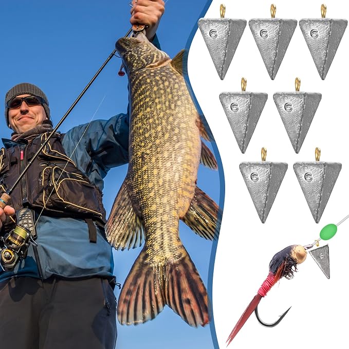Zhanmai 27 Pieces Pyramid Fishing Weights Sinkers Triangle Rig Pyramid Sinkers for Ocean Saltwater Surf Bass Catfish Fishing Weights Casting Gear Tackle Essential