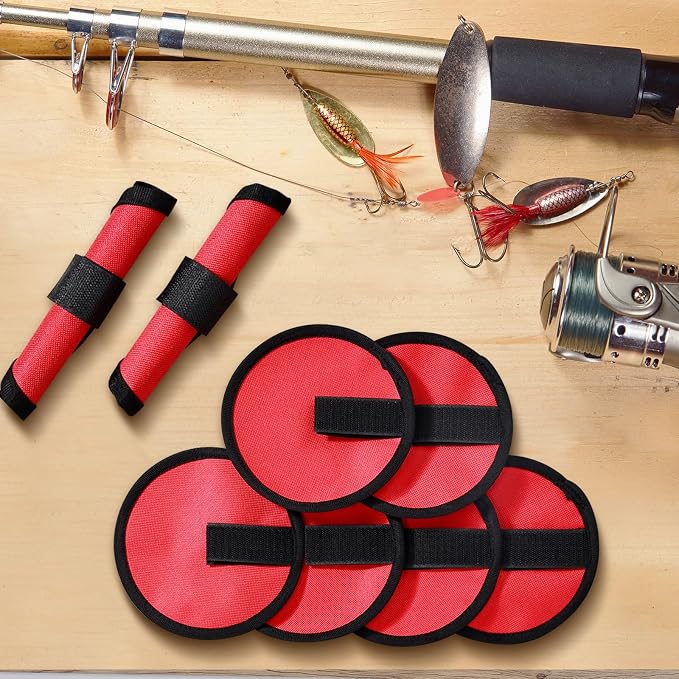 KesaPlan 8 Pack Fishing Lure Covers 6" Lure Wraps for Fishing Rod Hook Cover Bait Storage Protector Easily See Bait Glove to Keep Fishermen Safe(Red)