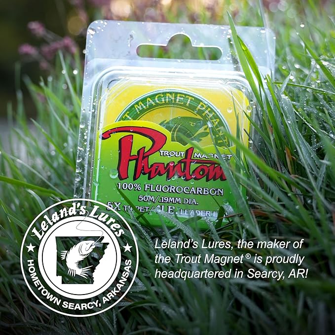 Trout Magnet Phantom Fluorocarbon Leader – Ultra-Invisible, 100% Fluorocarbon Clear Leader Line (Tippet) for Trout & Clear Water Fishing - 50 Meter Spool