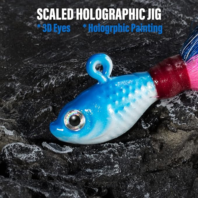 Dr.Fish 3 Pack Bucktail Jig Lure Hair Jig Saltwater Freshwater Lures Surf Fishing Bass Flounder Striper Bluefish Halibut Redfish