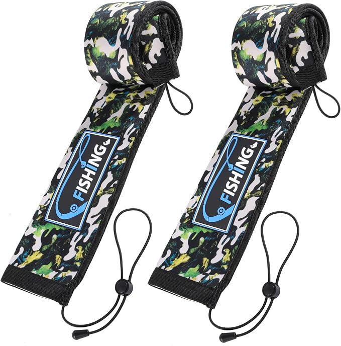 2Pcs Neoprene Fishing Rod Sleeve for Casting, Trolling, Spinning Rods – Lightproof & Puncture Resistant Rod Cover