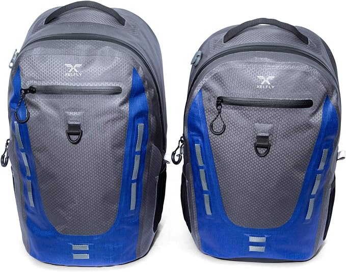 Xelfly Submersipack Waterproof Backpack - Submersible, Inflatable, Floating TPU Coated Durable Nylon Dry Bag with Airtight Zipper for Kayak, Fishing, Boating, Hiking, Paddle Board (Deep Blue, 25L)