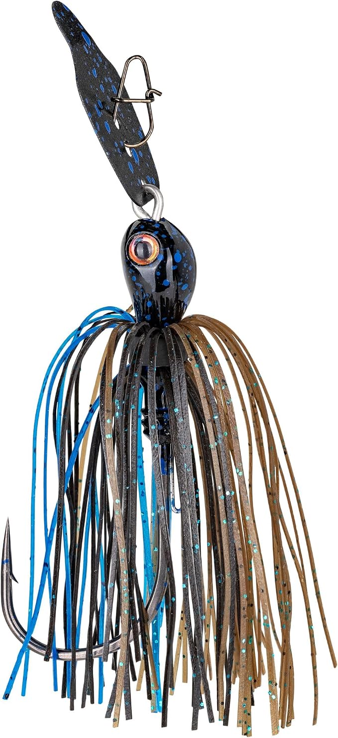 Strike King Thunder Cricket Fishing Lure, Vibrating Swim Jig, Silver Blade, 4/0 Jungle-Style Flipping Hook