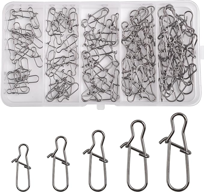 Duo Lock Fishing Snap Kit, Stainless Steel Fishing Nice Snap Swivels High Strength Fishing Snaps and Clips Fishing Connector Tackle Kit for Saltwater Freshwater