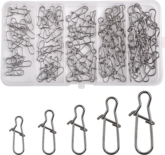 Duo Lock Fishing Snap Kit, Stainless Steel Fishing Nice Snap Swivels High Strength Fishing Snaps and Clips Fishing Connector Tackle Kit for Saltwater Freshwater