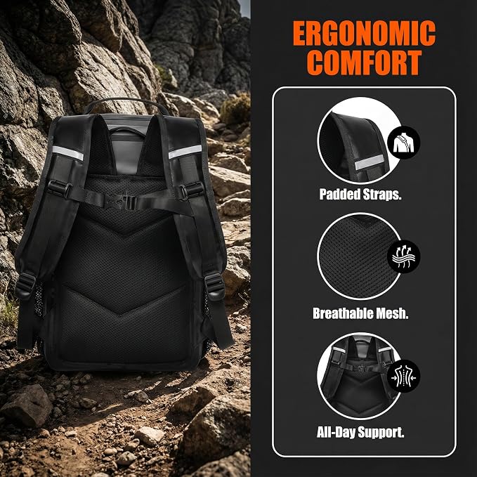 Miramrax Dry Bag Waterproof Backpack 30L Tactical Backpack for Kayaking Hiking Boating Paddle Boarding Fishing Travel Camping Beach Floating Dry Bag for Men Women (Black)