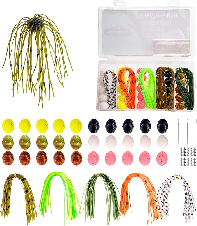 FONMANG Creature Bait Dice Baits,Bass Fishing Lures Also for Trout Walleye DIY Soft Plastic Baits for Freshwater Lure Making Kit with Fuzzy Dice Fishing Lure