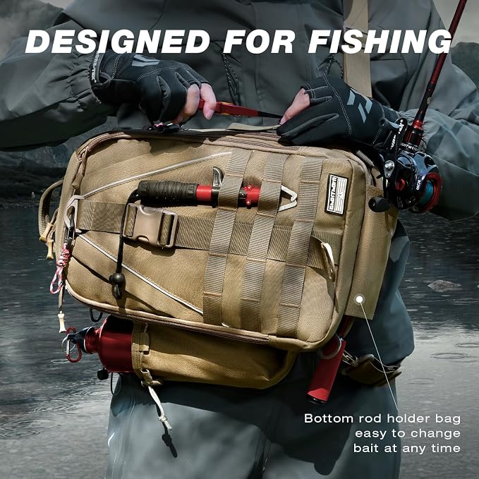 Ghosthorn Fishing Backpack Waterproof Tackle Bag Sling Bag Gift