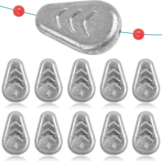 5/10 Pack No Roll Sinker Lead Fishing Weights Catfish Sinkers Coin Disc Weight Snagless Flat Inline Sinker for Catfishing Rig Bank River Surf Fishing Saltwater