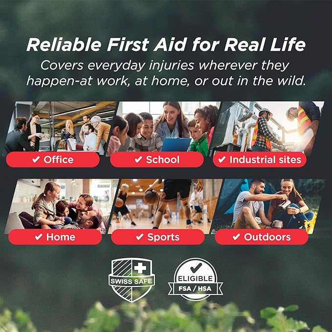 Swiss Safe Mini First Aid Kit – 120 Pcs Compact Hard Shell Medical Kit for Home, Car, Travel, Camping, Hiking, Sports, Office & Outdoor Emergencies, Small Hardcase FAK