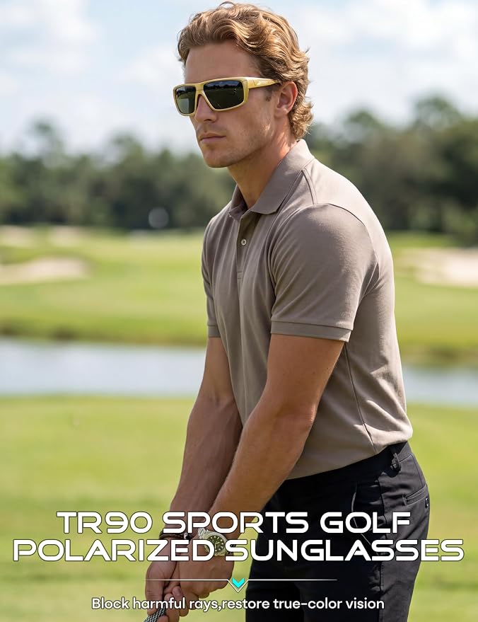 ATTCL Polarized Sunglasses Men for Fishing: UV Protection Lightweight TR90 Sports Wrap Sun Glasses Driving Golf Running