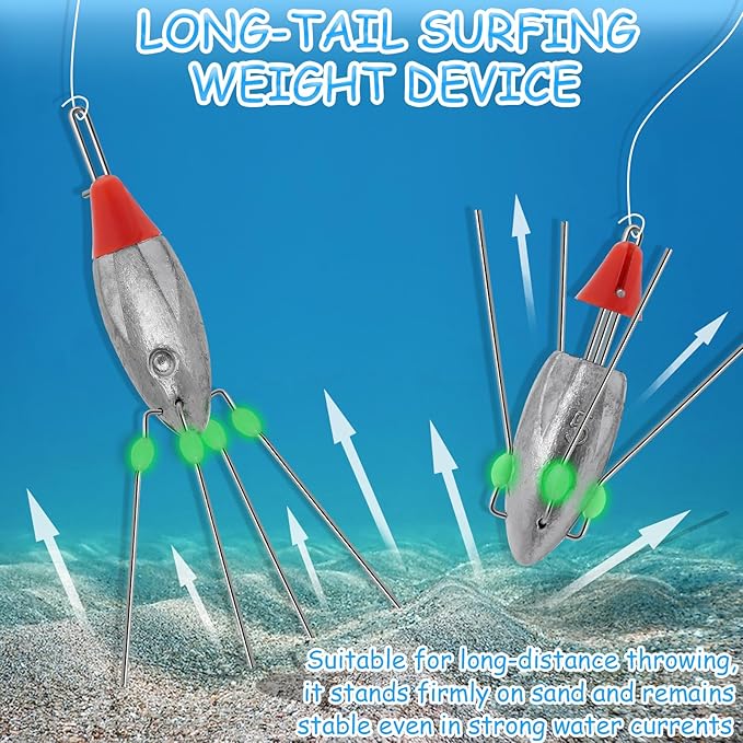 5 Pcs Sputnik Sinker Fishing Weights Lead Fishing Equipment Long Tail Surfing Casting Spider Sinkers for Catfish Saltwater Beach Sand Ocean
