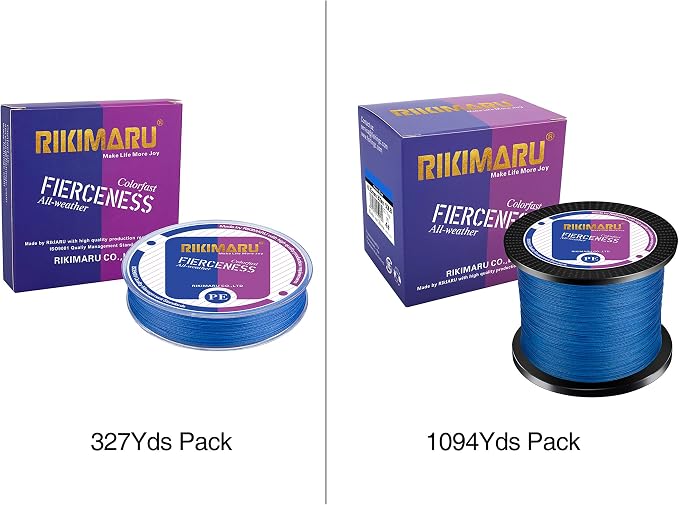 RIKIMARU Braided Fishing Line Abrasion Resistant Superline Zero Stretch&Low Memory Extra Thin Diameter 327-1094 Yds, 4-180LB