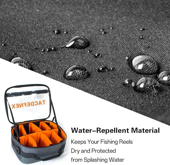 Waterproof Fishing Reel Case with 8 Shockproof Compartments – Portable Tackle Organizer for Spinning, Baitcasting, Spincast & Fly Reels Holds more than 10 Reels