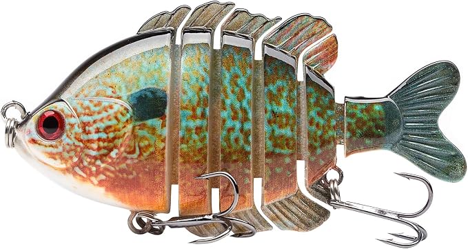BASSDASH SwimPanfish Multi Jointed Panfish Bluegill Swimbaits Hard Topwater Bass Lures Fishing Lure Crank Saltwater 3.5in/0.85oz