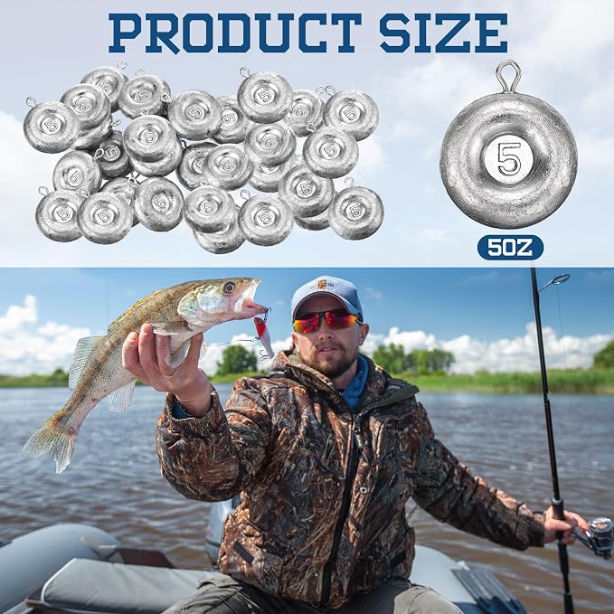 24 Pieces Fishing Disc Sinkers Weights Disc Sinker Fishing Sinkers Weights for Saltwater Catfishing Trolling Surf Tackle