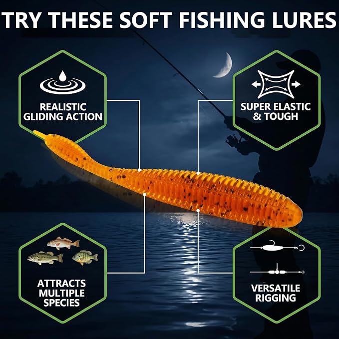Soft Fishing Lures for Bass Fishing:Pre-Gigged Swim Baits for Saltwater or Freshwater.Soft Plastic Fishing Accessories.