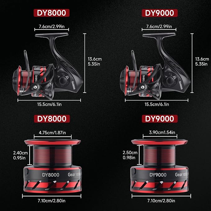 HAUT TON Spinning Reel 8000/9000/13000/15000, 3+1BB Full Metal Surf Fishing Reels,4.5:1Gear Ratio 44lbs Max Drag Medium/Heavy Long Casting Inshore&Offshore Saltwater Fish