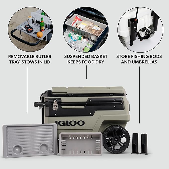 Igloo Trailmate Journey 70Qt Wheeled Cooler | Insulated Hard Shell Ice Chest
