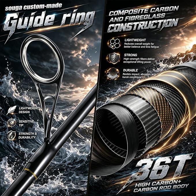 Sougayilang Fishing Rod and Reel Combo, Stainless Steel Guides Fishing Pole with Spinning Reel Combo for Bass Fishing