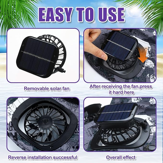 Chuarry Wide Brim Sun Hat with 2 Solar Fans and Neck Flap Outdoor Solar Powered USB Charging Bucket Fishing Hat for Men Women