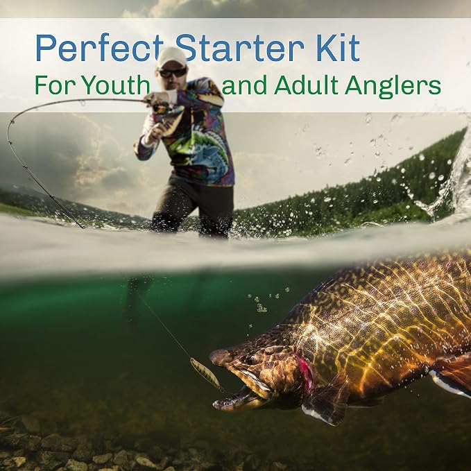 Wakeman Outdoors Fly Fishing Rod & Reel Combo Starter Kit with Case and Accessories