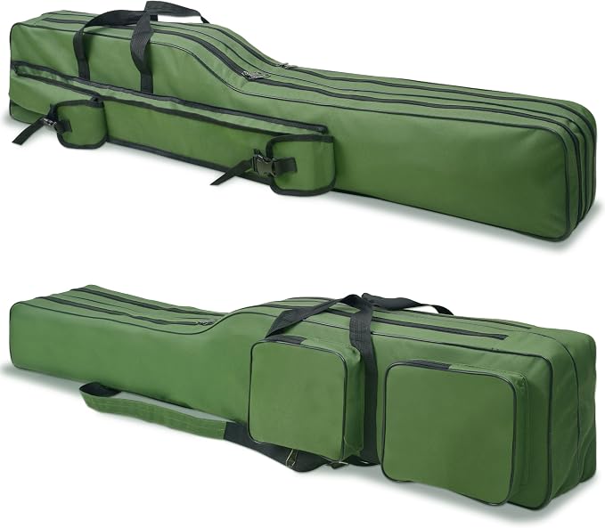 SILANON Fishing Rod Case, Portable Fishing Pole Bag 4.27ft Waterproof Rod Reel Carrier Organizer Large Capacity Tackle Storage Bag Travel Carry Case Gift for Men