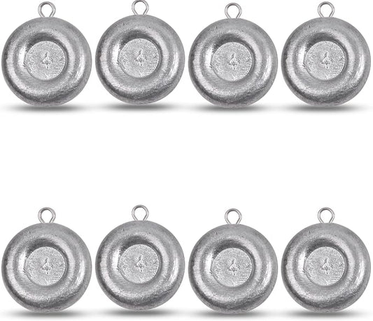 Disc Sinkers Fishing Weights, Coin Fishing Sinkers Weights Saltwater Surf Fishing Weights Bottom Drifting Trolling Catfishing Fishing Sinkers Saltwater Gear Tackle 1oz 2oz 3oz 4oz 5oz 6oz 8oz