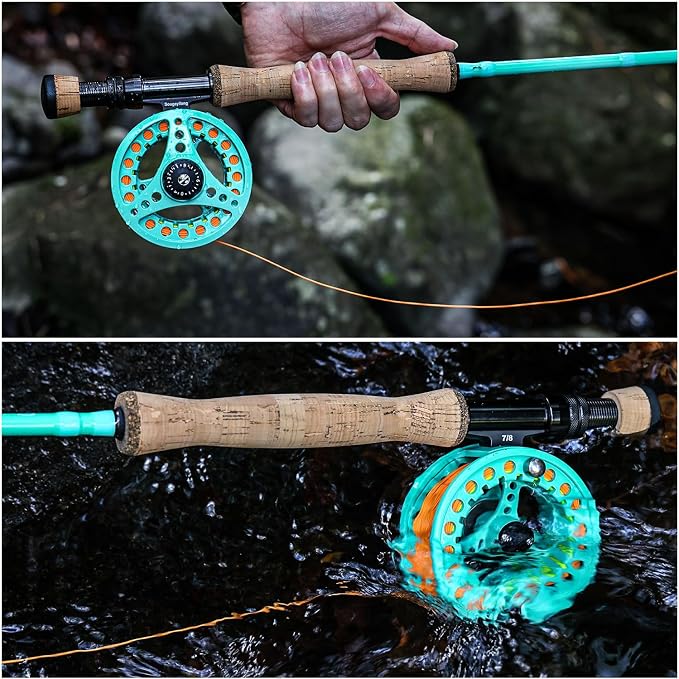 Sougayilang Fly Fishing Combo, 4 Piece Fly Rod and CNC Machined Aluminum Alloy Reel Complete Starter Package with Rod Bag