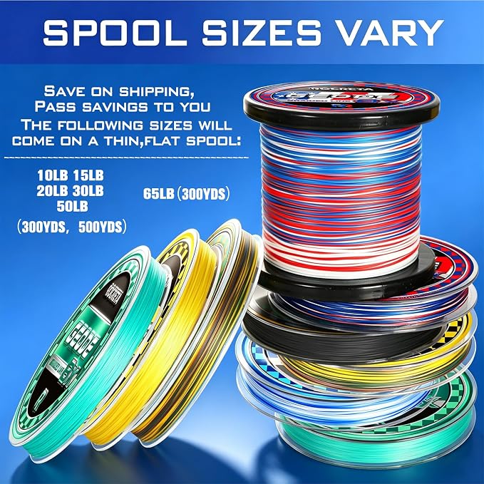 Geode Braided Fishing Line, 10-200 lb, 8 Strands, 300yds/500yds/1000yds, Colored Braid Superline