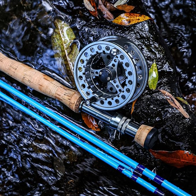 Sougayilang Fly Fishing Combo, 4 Piece Fly Rod and CNC Machined Aluminum Alloy Reel Complete Starter Package with Rod Bag