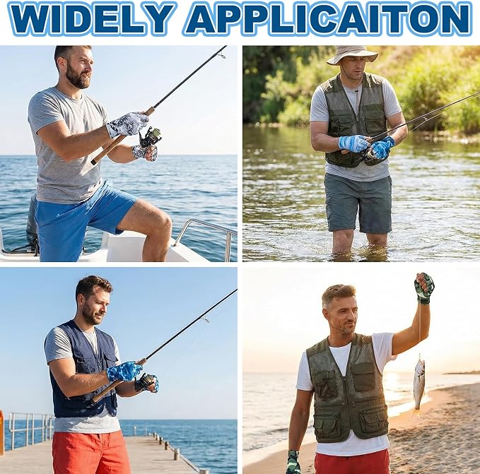 4 Pairs Half-Finger Fishing Gloves, UPF 50+ Breathable, Quick-Drying Sun Protection for Men & Women Anti-Slip for Fishing, Cycling