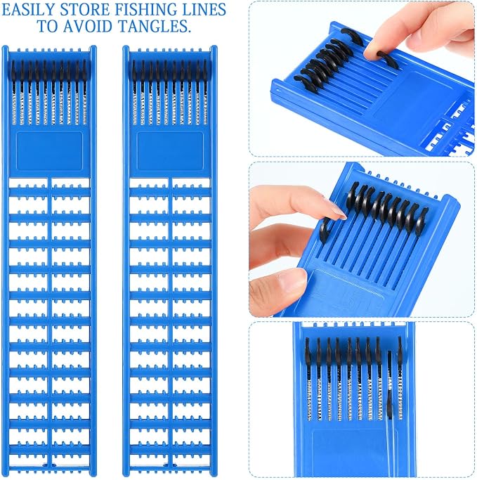 Meooeck 8 Pieces Fish Hook Holder Snelled Fishing Leader Holder 10.6 x 2.36 x 0.67 Inch Line Organizer for Storing Line Rigs