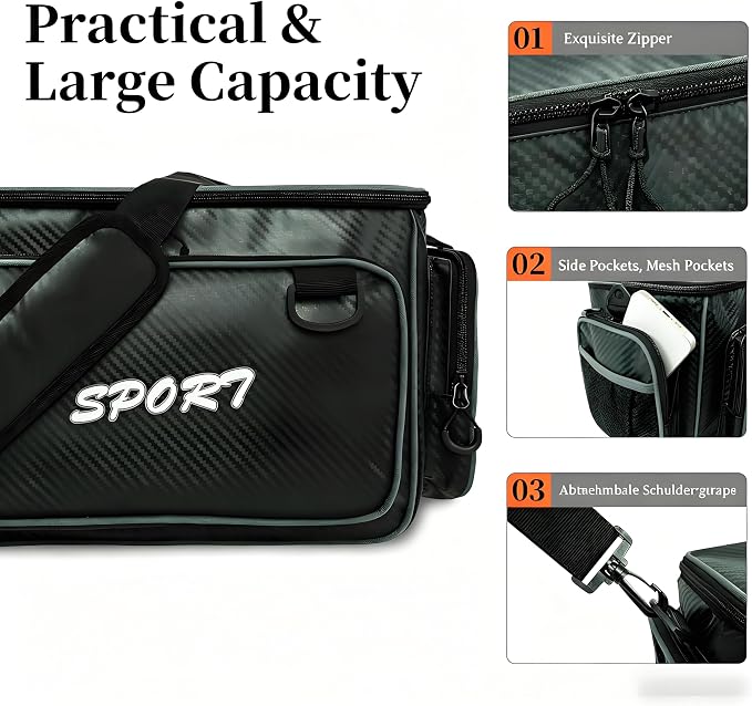 Fishing Tackle Bags - Saltwater & Freshwater Fishing Bags - Waterproof, Padded Shoulder Strap - Gear Storage