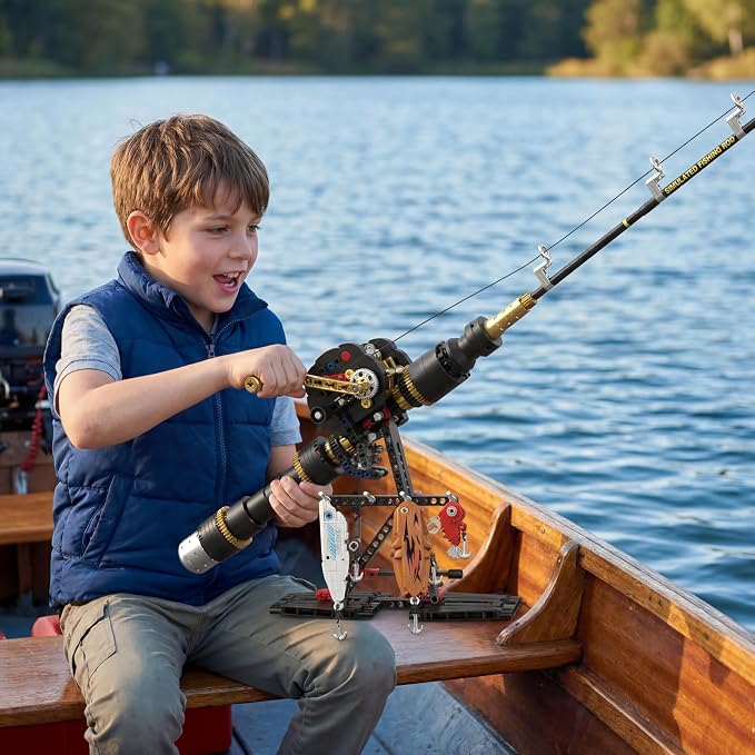 Fishing Rod Building Block Set [589+] Pieces - Compatible with LEGO STEM Building Toys; Gift for Children, Adults, and Home Decor