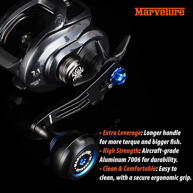 Power Handle 2.95'' (75 mm) Compatible for Shimano Curado Tranx, Daiwa Lexa, Penn Fathom Squall Low Profile, Okuma Komodo, Quantum Accurist Baitcasting Reels