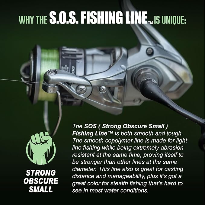 Trout Magnet Trout S.O.S. Fishing Line - 2lb Test, 350 Yard Spool, .16mm Diameter - The Strongest Light Invisible Fishing Line - Made in the USA with Smooth Copolymer for Kink-Free Tangle-Free Fishing