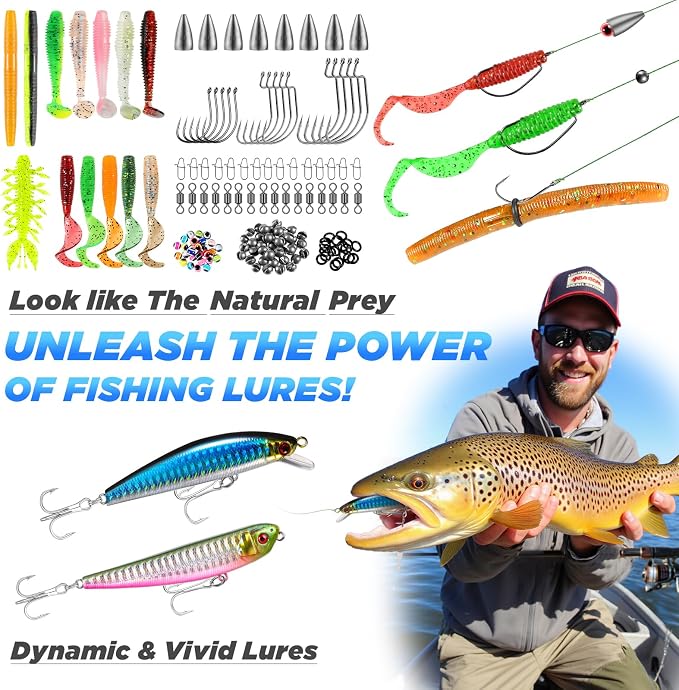 PLUSINNO Fishing Backpack with Fish Rod and Reel Combos Tackle Boxes, Waterproof Tackle Backpack for Fishing Gear with Rod Holder, Fish Gifts for Men with Tool Kit