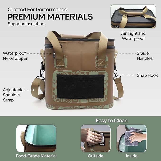 Quiksilver Welded Bungee Backpack Cooler, 30L/36 Cans, 48-72 Hours Insulation, Leakproof & Waterproof IPX7 Rated, Heavy-Duty 600D TPU, Adjustable Straps