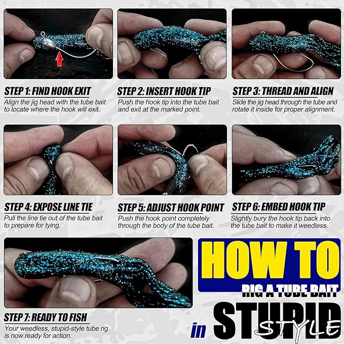 Tube Lures Crappie Lures for Bass Fishing, Tube Jigs Heads Soft Plastic Worm Baits for Freshwater Saltwater