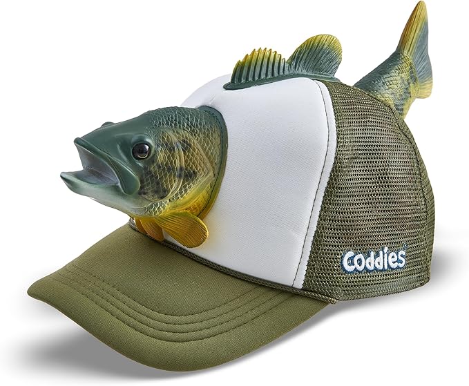 Coddies Bass Fish Hat - Hilarious Novelty Bass Fishing Hat, Perfect Gag Fishing Gift for Anglers, Dads & Fish Enthusiasts