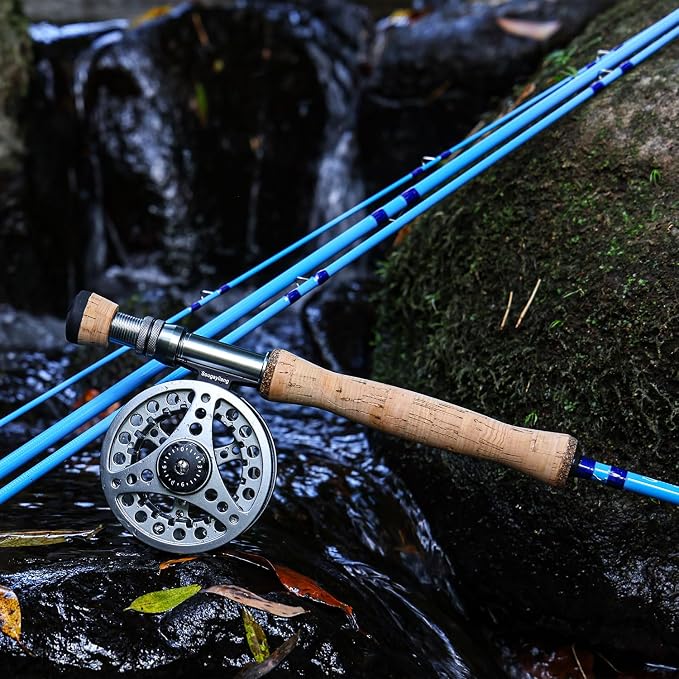 Sougayilang Fly Fishing Combo, 4 Piece Fly Rod and CNC Machined Aluminum Alloy Reel Complete Starter Package with Rod Bag