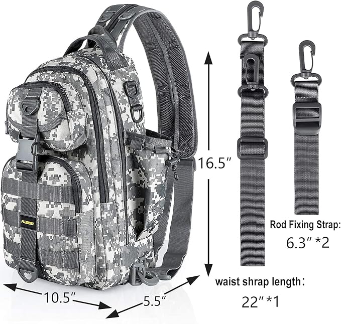PLUSINNO Fishing Backpack Tackle Bag, Water-Resistant Backpack with Rod Holder, Ideal Shoulder Bag Gifts for Men