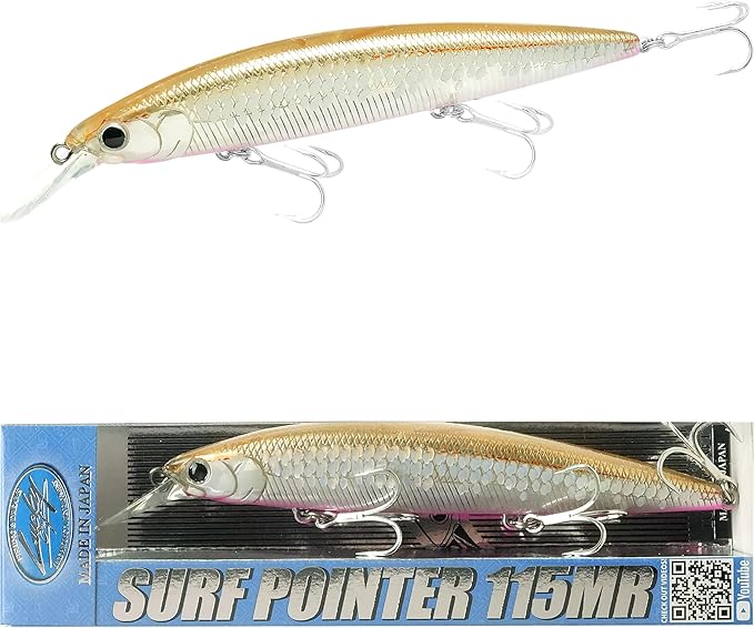 LUCKY CRAFT Surf Pointer 115MR Saltwater Fishing Lures for Halibut and Stripped Bass, Long Casting Jerkbait, Sinking Surf Fishing Gear, Fish Accessories for Tackle Box